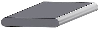 Rounded on both sides (radius 1/2 strip thickness (170°) 